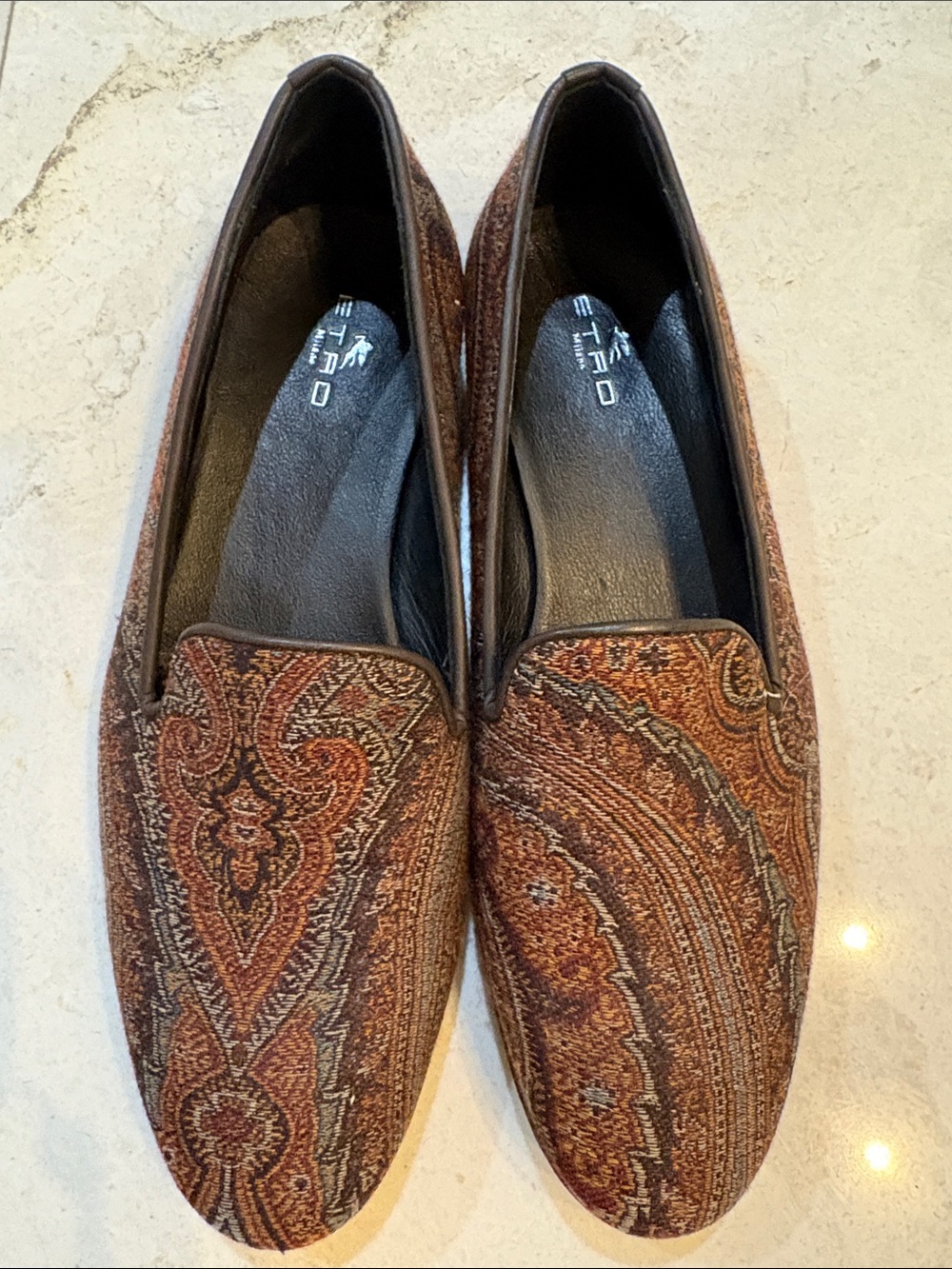 Etro Brown Paisley Slip-On Loafers